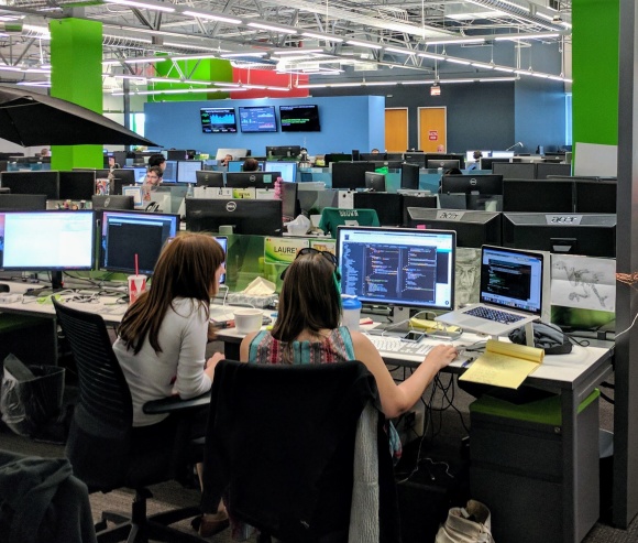 looking at two developers working together