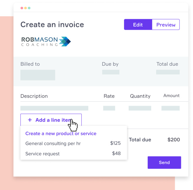 Create an invoice product screen.