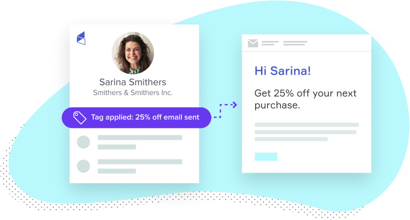 landing page on mobile phone with separate image of contact record