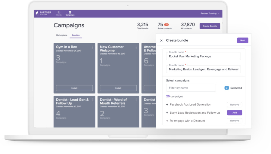 Screenshot of Partner Edition create bundle