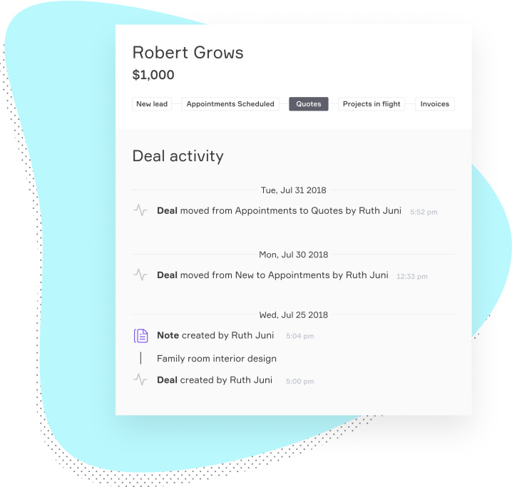 Contact record quotes view.