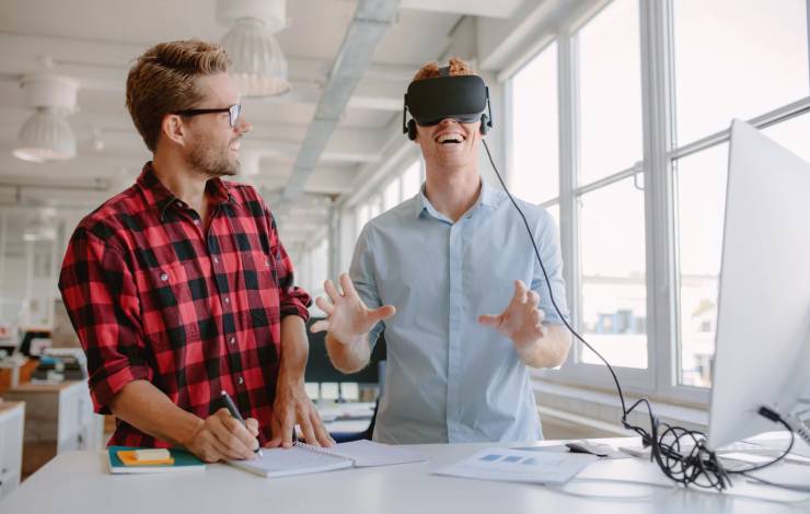two men using VR