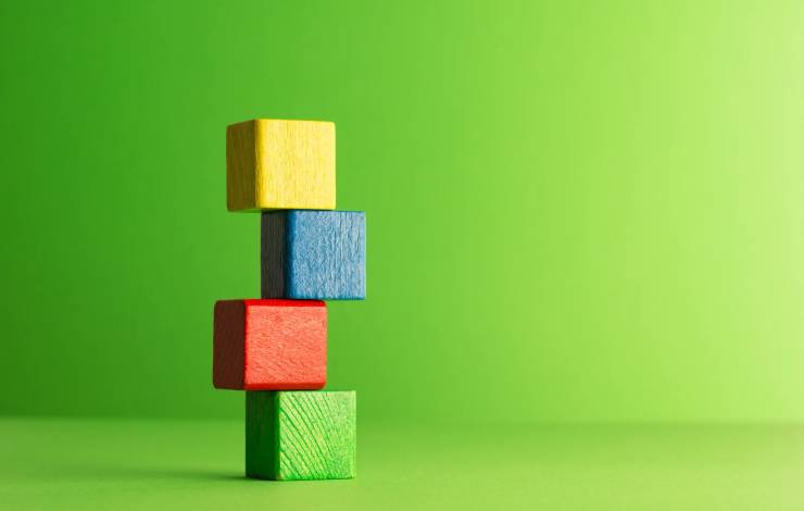 building blocks on green background