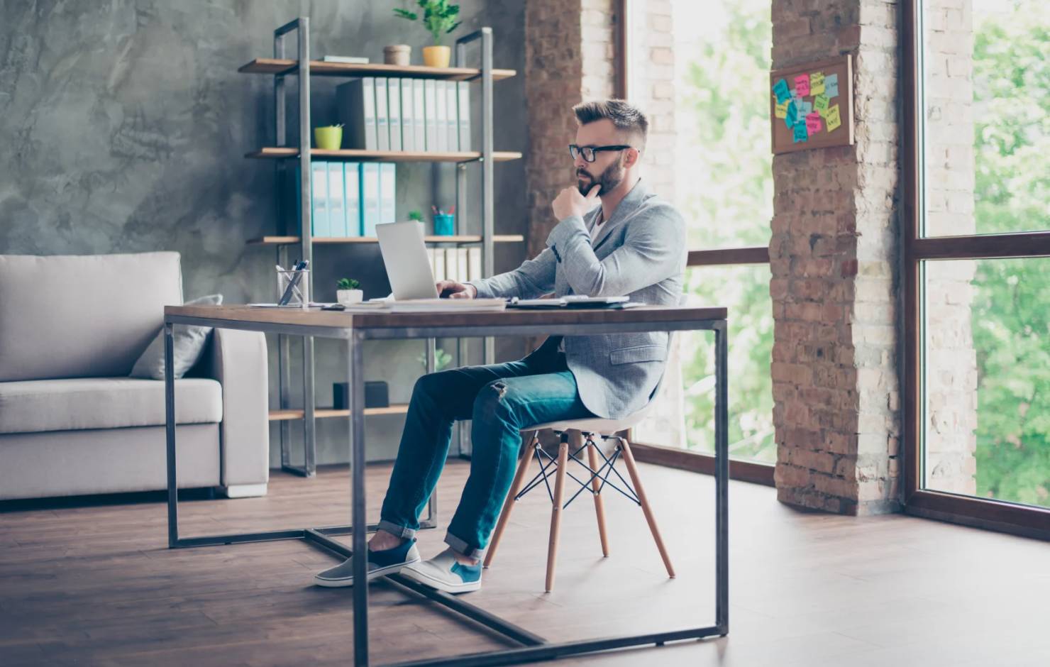 Man sitting in the office of a startup
