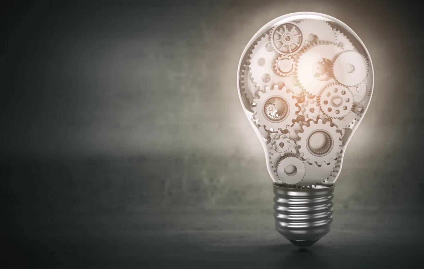 lightbulb with gears inside