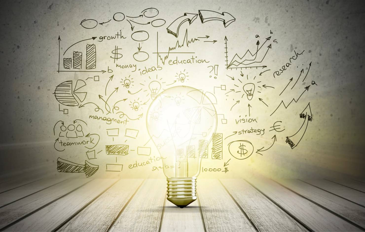 ideas and lightbulb