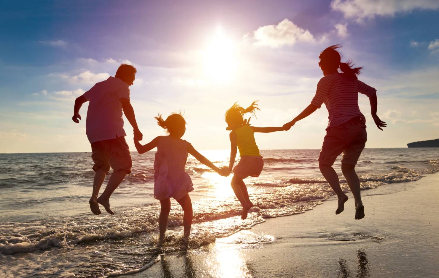 happy family on beach