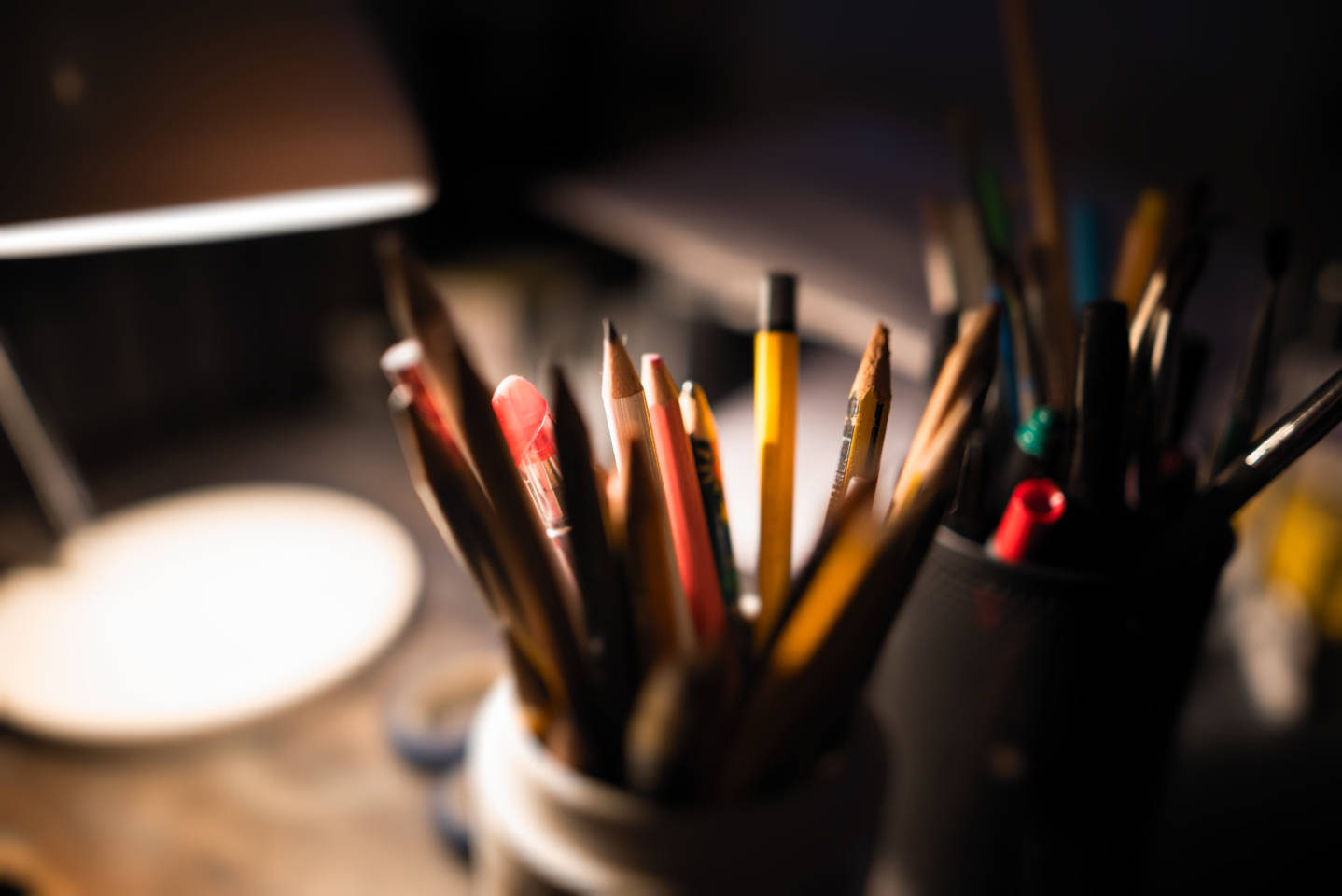 pencils on desk
