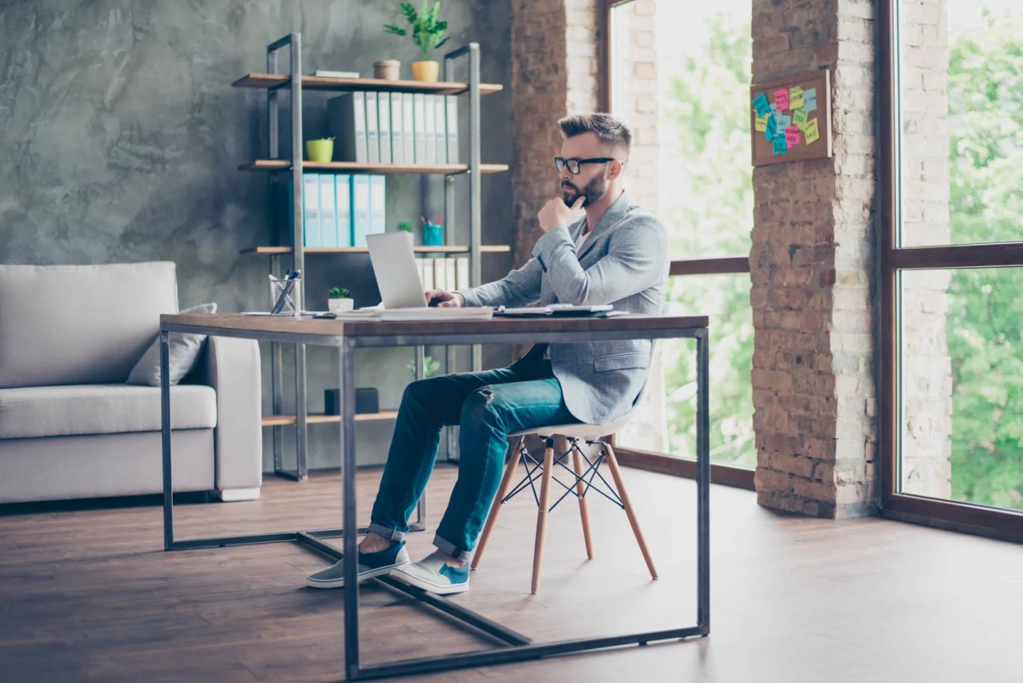 Man sitting in the office of a startup