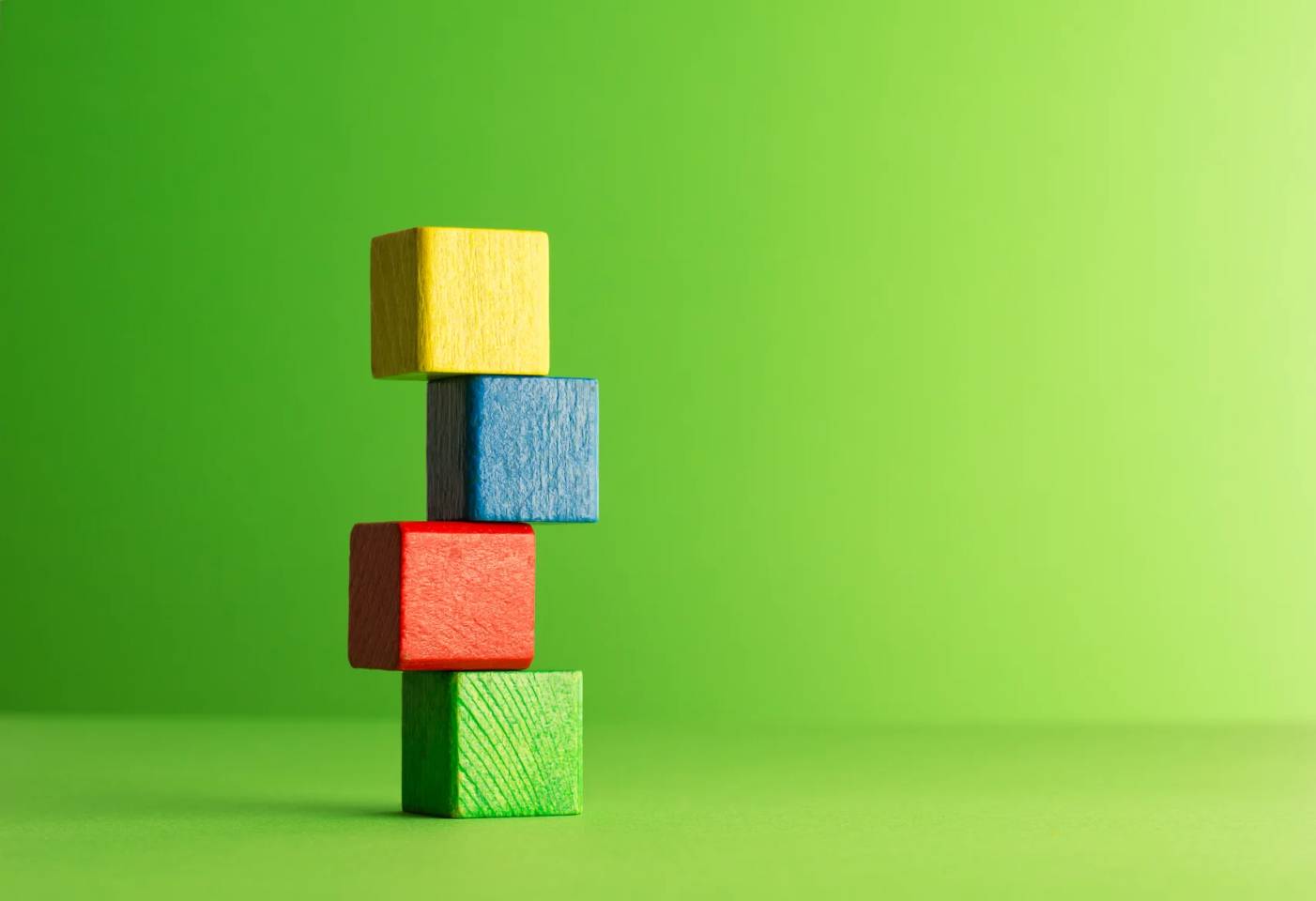 building blocks on green background