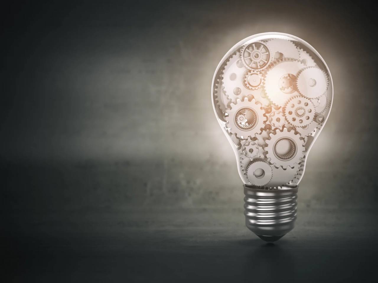 lightbulb with gears inside