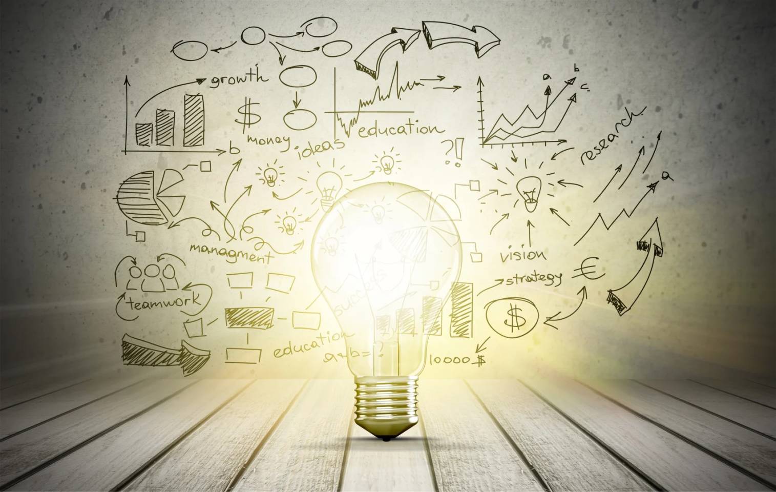 ideas and lightbulb