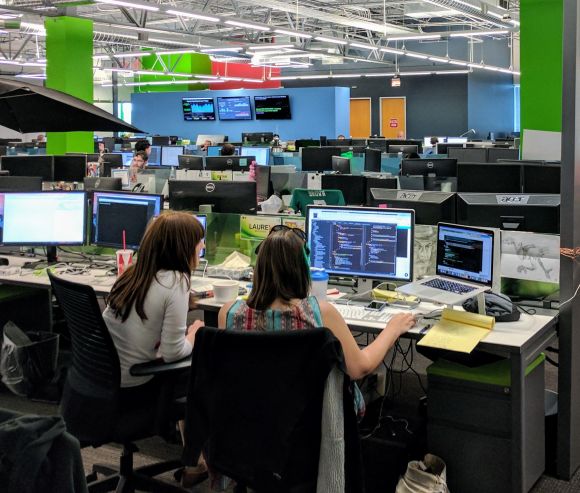 looking at two developers working together