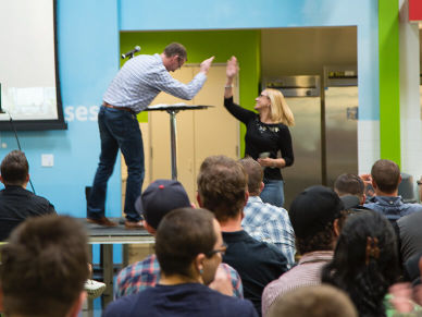CEO high fiving an employee